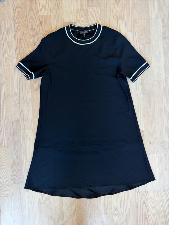 rag & bone Dresses & Skirts - rag & bone Black Short-Sleeve Loose Fit Mini Dress with White Trim